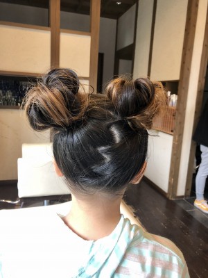 ヘアメイク　ヘアセット お団子　早朝ヘアメイク　土浦市　りずむヘアデザイン