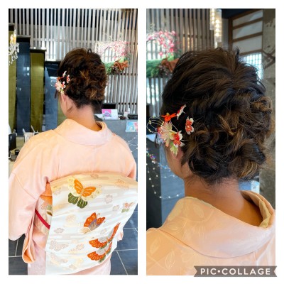 ヘアメイク 着付け 訪問着　お宮参り　土浦市　美容室　りずむヘアデザイン　有里呉服店