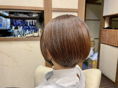 丸みショートボブ　ショートボブ　ショート　土浦市　美容室　りずむヘアデザイン　還元美容　髪と地肌のクレンジング