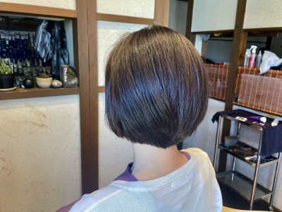 丸みショートボブ　スタイリングしやすい　髪と地肌のクレンジング　土浦市　美容室　りずむヘアデザイン