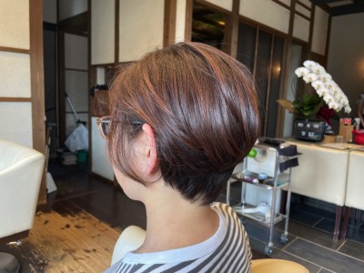 丸みショートボブ　髪と地肌のクレンジング　ヘアカラー　ショートボブ　土浦市　美容室　りずむヘアデザイン