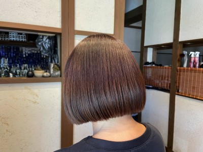 丸みショートボブ　髪と地肌のクレンジング　ヘアカラー　ショートボブ　土浦市　美容室　りずむヘアデザイン