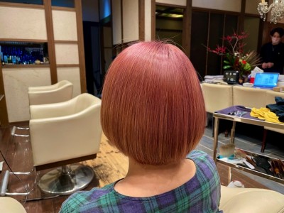 ピンク　ダブルカラー　ブリーチ　土浦市　美容室　りずむヘアデザイン　