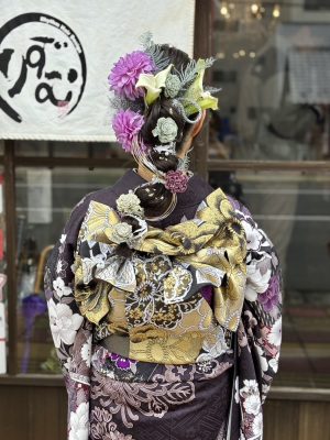 土浦市 成人式 二十歳の集い 着付け ヘアセット ヘアメイク 金箔