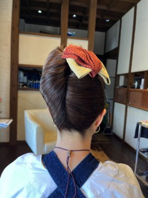 夜会巻き　お祭りヘアメイク　真鍋の祭り　お祭りヘアセット　土浦市　りずむヘアデザイン