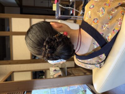 シニヨン　夜会巻き　お祭りヘアメイク　真鍋の祭り　お祭りヘアセット　土浦市　りずむヘアデザイン